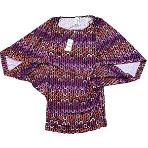 NWT Trina Turk S Pink Orange Echo Chain Print Swim Cover up Tunic Resort Wear